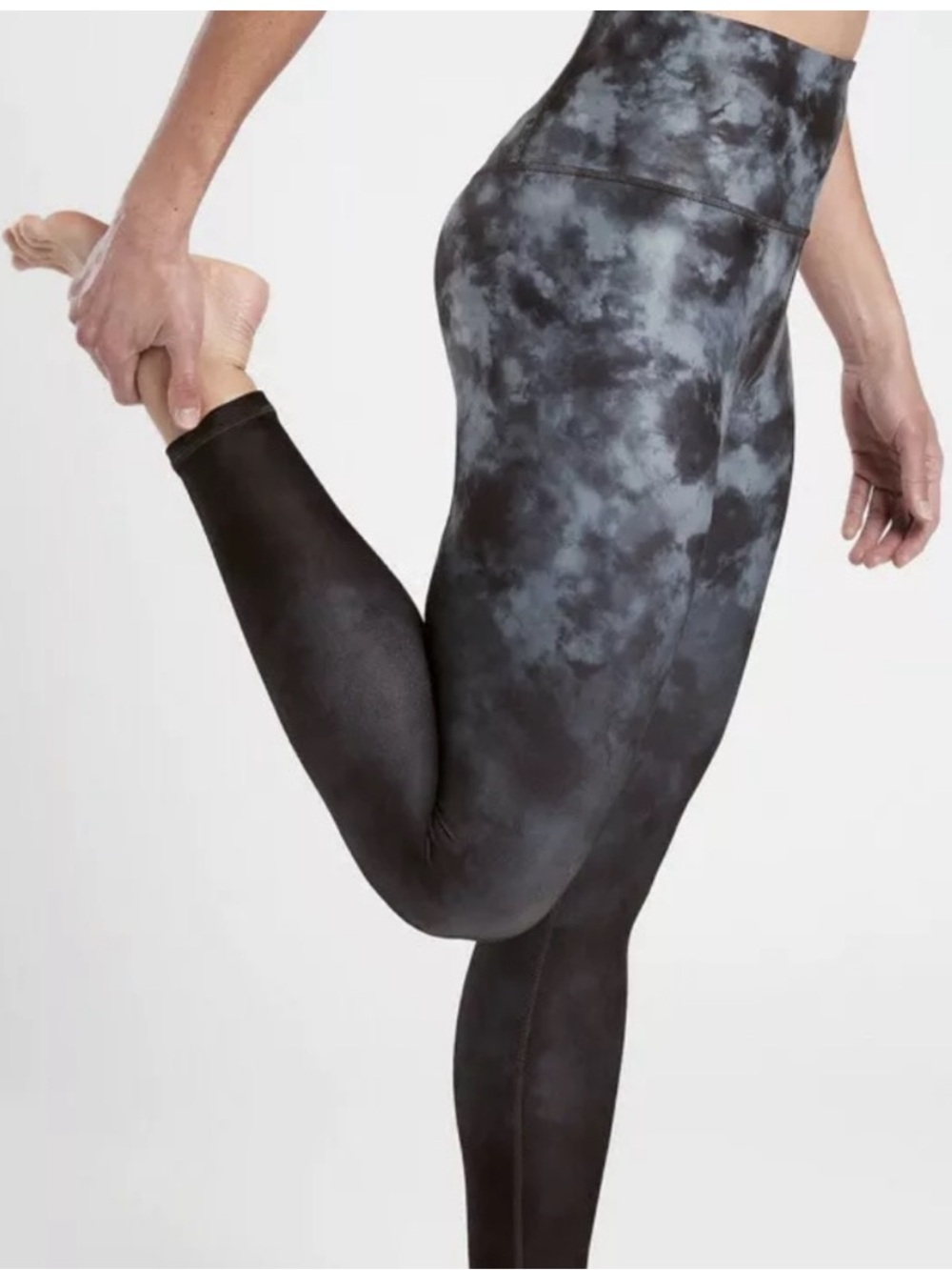 Athleta Elation Printed 7/8 Leggings XXS Black Gray Cloud Wash